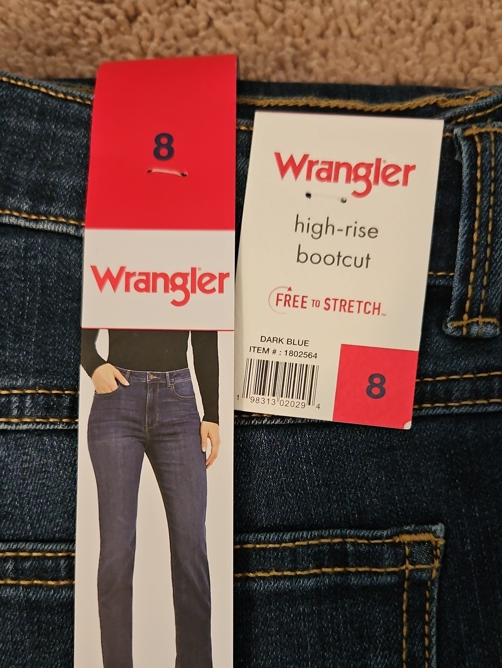 NEW! Wrangler Dark Blue Wash High Rise Bootcut Jeans Multiple Sizes - Picture 5 of 14